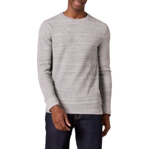 amazon essentials men's regular-fit long-sleeve waffle shirt, light grey heather, large