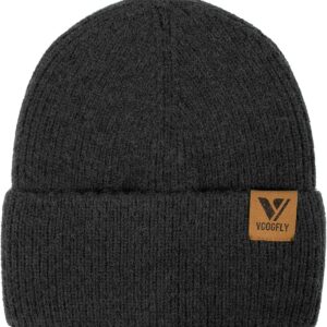 Vgogfly Beanie Men Slouchy Knit Skull Cap Warm Stocking Hats Guys Women Striped Winter Beanie Hat Cuffed Plain Hat Black