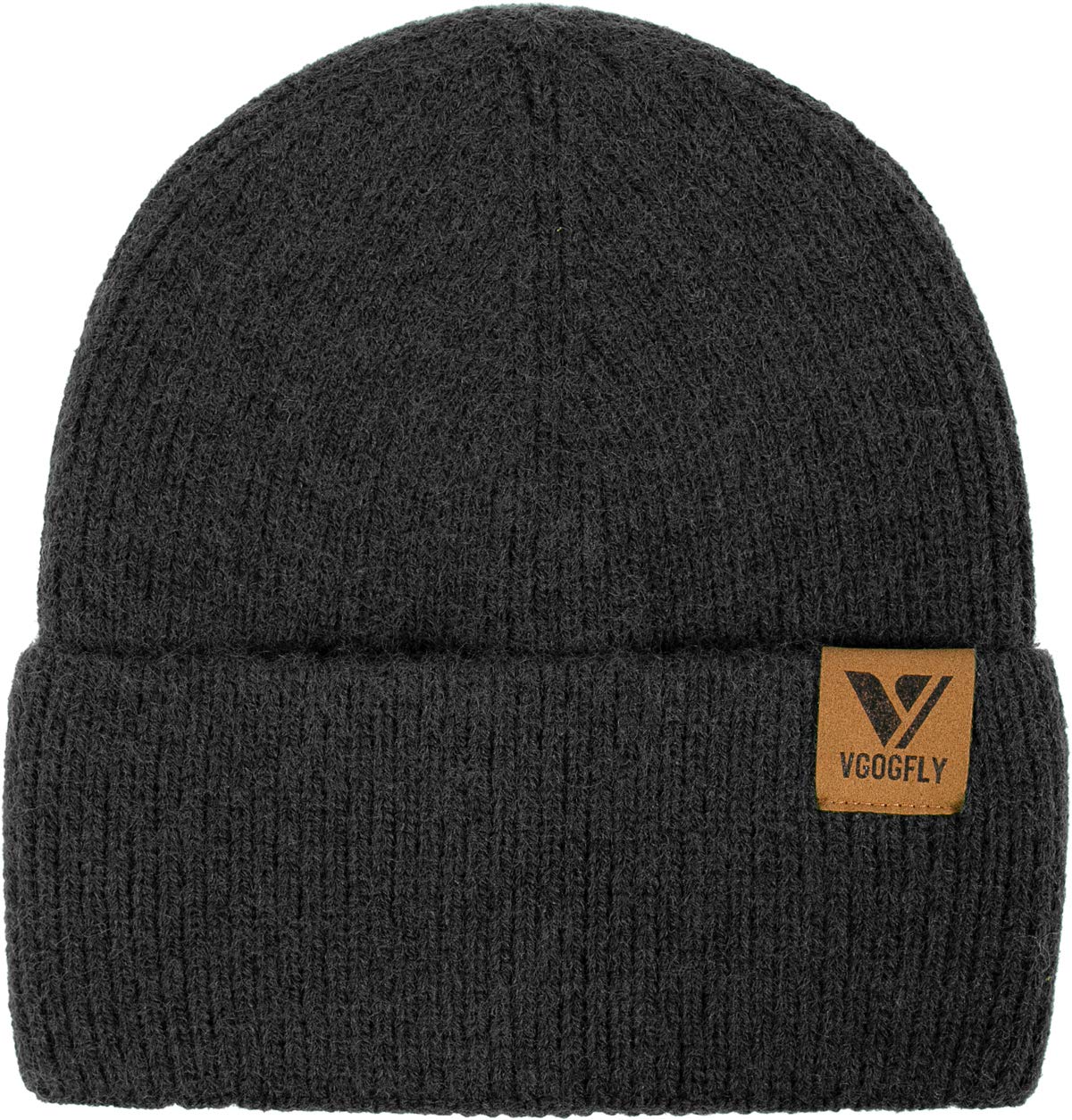 Vgogfly Beanie Men Slouchy Knit Skull Cap Warm Stocking Hats Guys Women Striped Winter Beanie Hat Cuffed Plain Hat Black