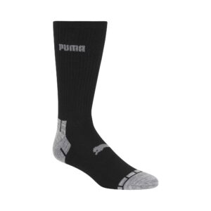 PUMA mens 6 Pack Crew running socks, White/Black/Grey, 13-15 US