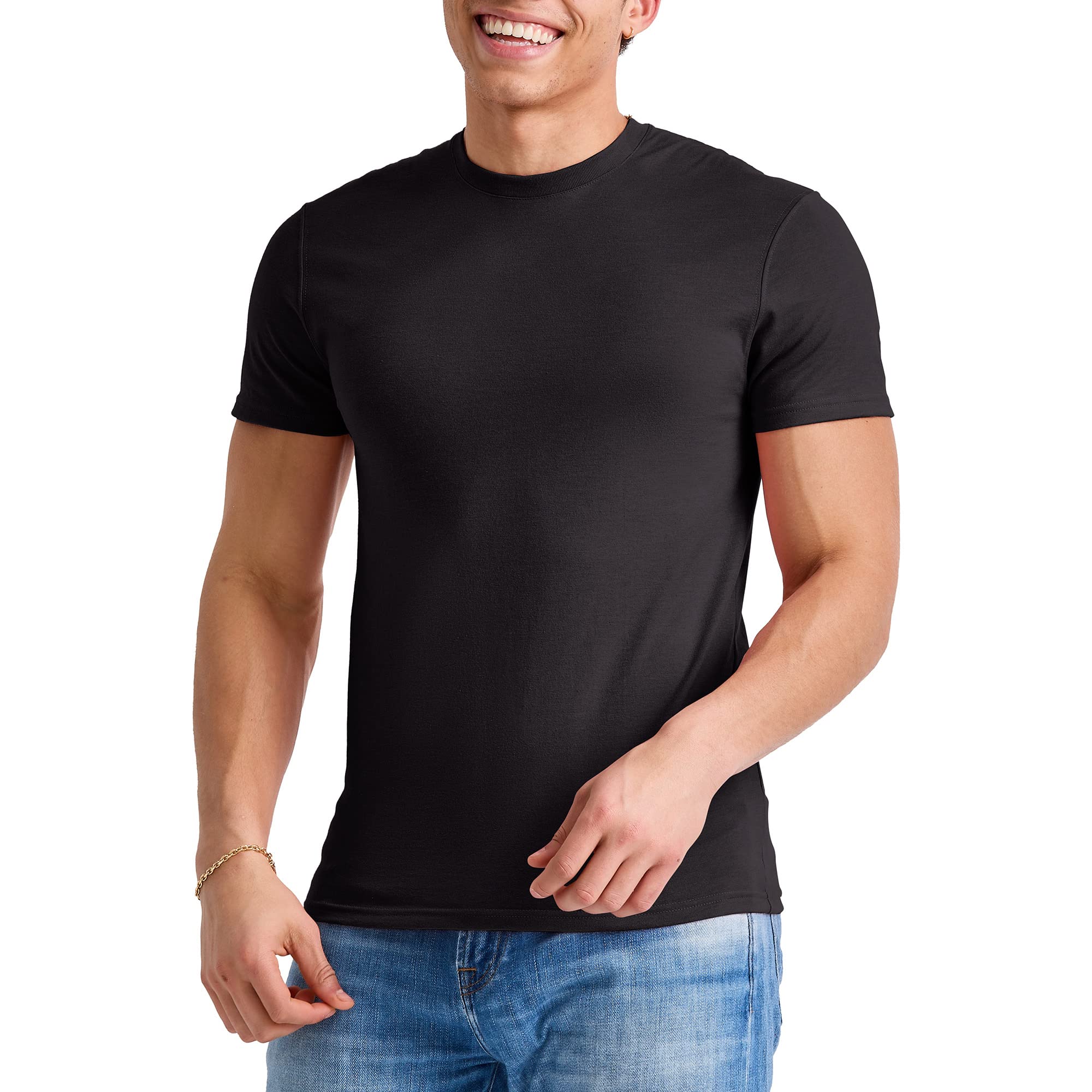 Hanes Standard Originals Lightweight, Crewneck T-Shirts for Men, Tri-Blend Tee, Tall Sizes, Black