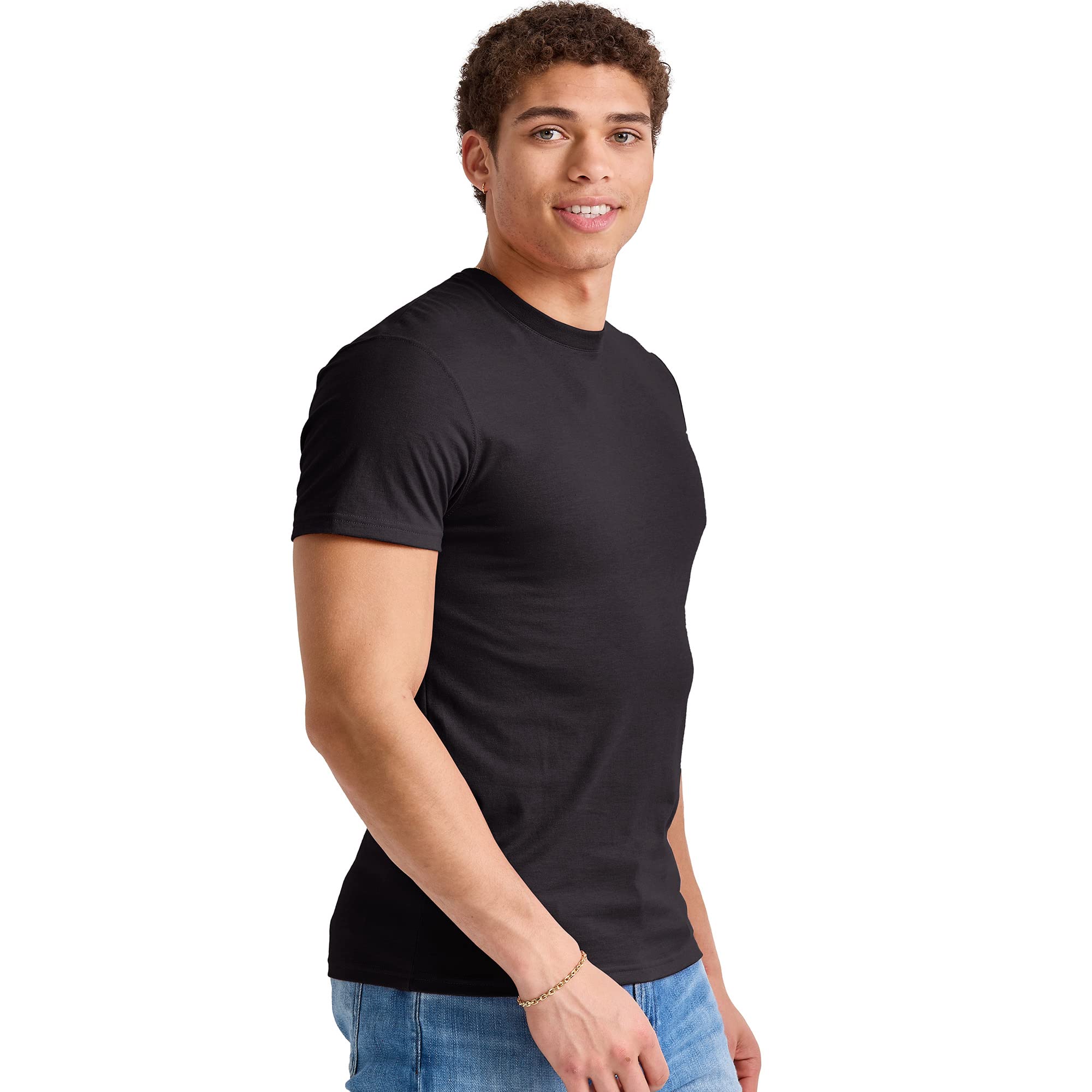 Hanes Standard Originals Lightweight, Crewneck T-Shirts for Men, Tri-Blend Tee, Tall Sizes, Black