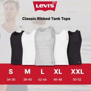 Levi's Tank Tops for Men, Ribbed Cotton Mens Undershirts 2 White/Grey/2 Black