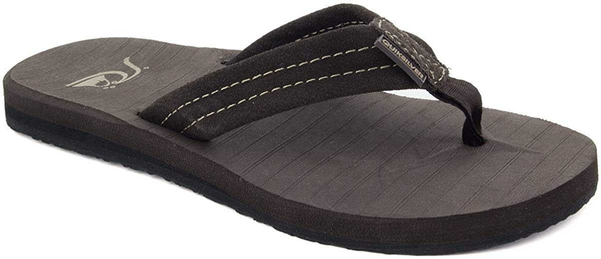 Quiksilver Men's Carver Suede 3 Point Flip Flop Athletic Sandal, Demitasse Solid, 9 M US