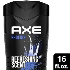 AXE Body Wash Phoenix 4 Count 12h Refreshing Scent Crushed Mint & Rosemary Men's Body Wash with 100% Plant-Based Moisturizers 16 oz