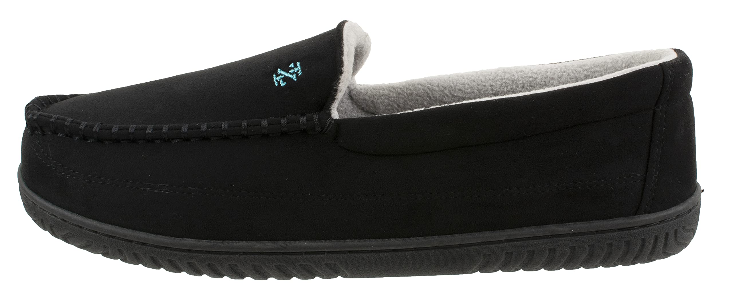 IZOD Men's Classic Two-Tone Moccasin Slipper, Winter Warm Slippers with Memory Foam, Size 11-12, Solid Black