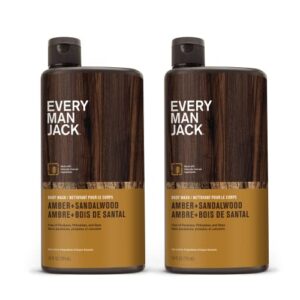 every man jack amber+sandalwood hydrating mens body wash for all skin types-cleanse, nourish, and hydrate skin with naturally derived ingredients-paraben free, phthalate free, dye free-24oz(pack of 2)