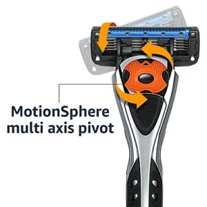 Amazon Basics 5-Blade MotionSphere Razor for Men with Dual Lubrication and Precision Beard Trimmer, Handle & 2 Cartridges (Cartridges fit Razor Handles only)