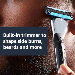 Amazon Basics 5-Blade MotionSphere Razor for Men with Dual Lubrication and Precision Beard Trimmer, Handle & 2 Cartridges (Cartridges fit Razor Handles only)