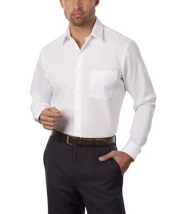 van heusen men's dress shirt fitted poplin solid, white, 15.5" neck 32"-33" sleeve