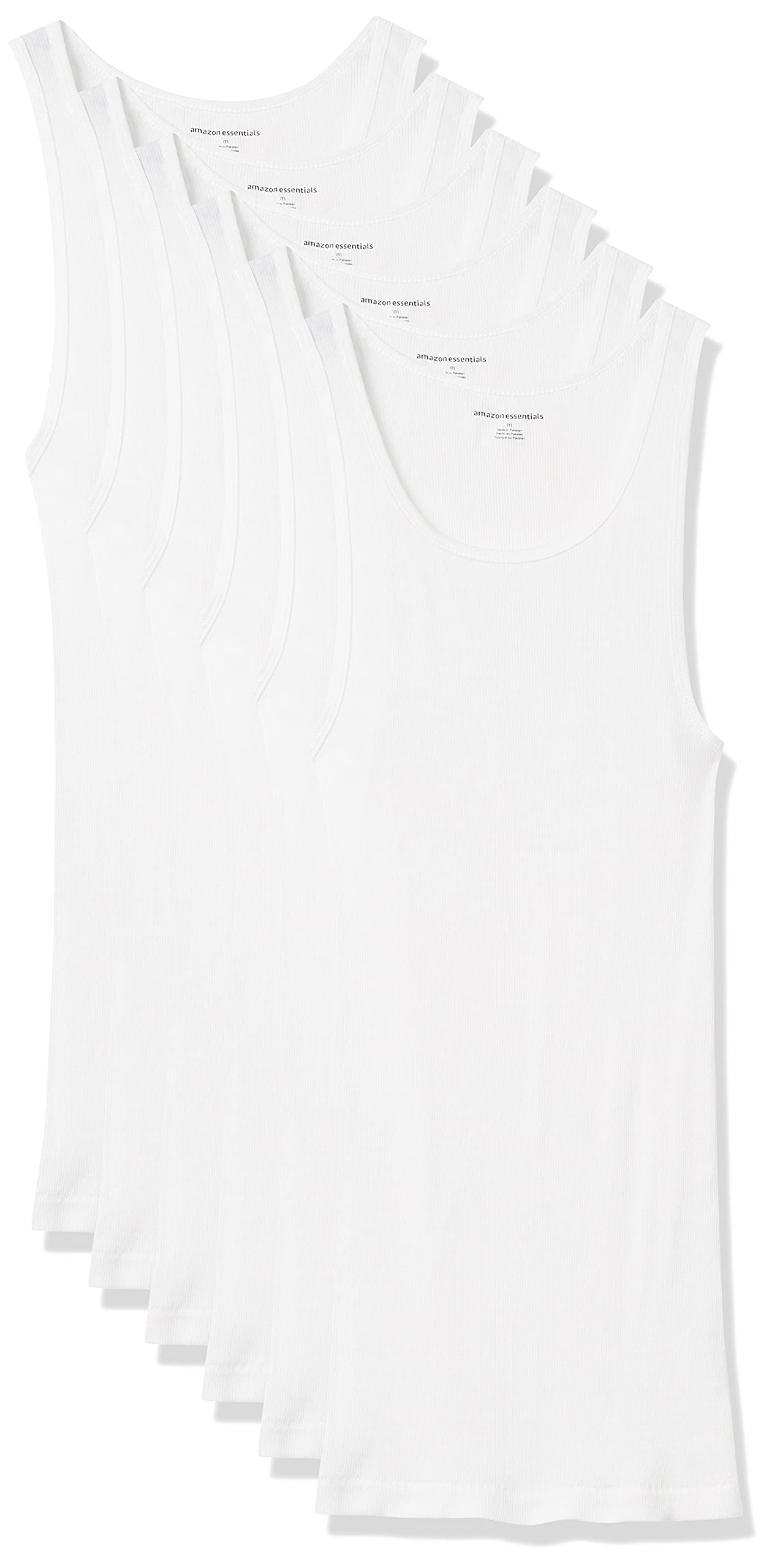 Amazon Essentials Men's Tank Undershirts, Pack of 6, White, X-Large