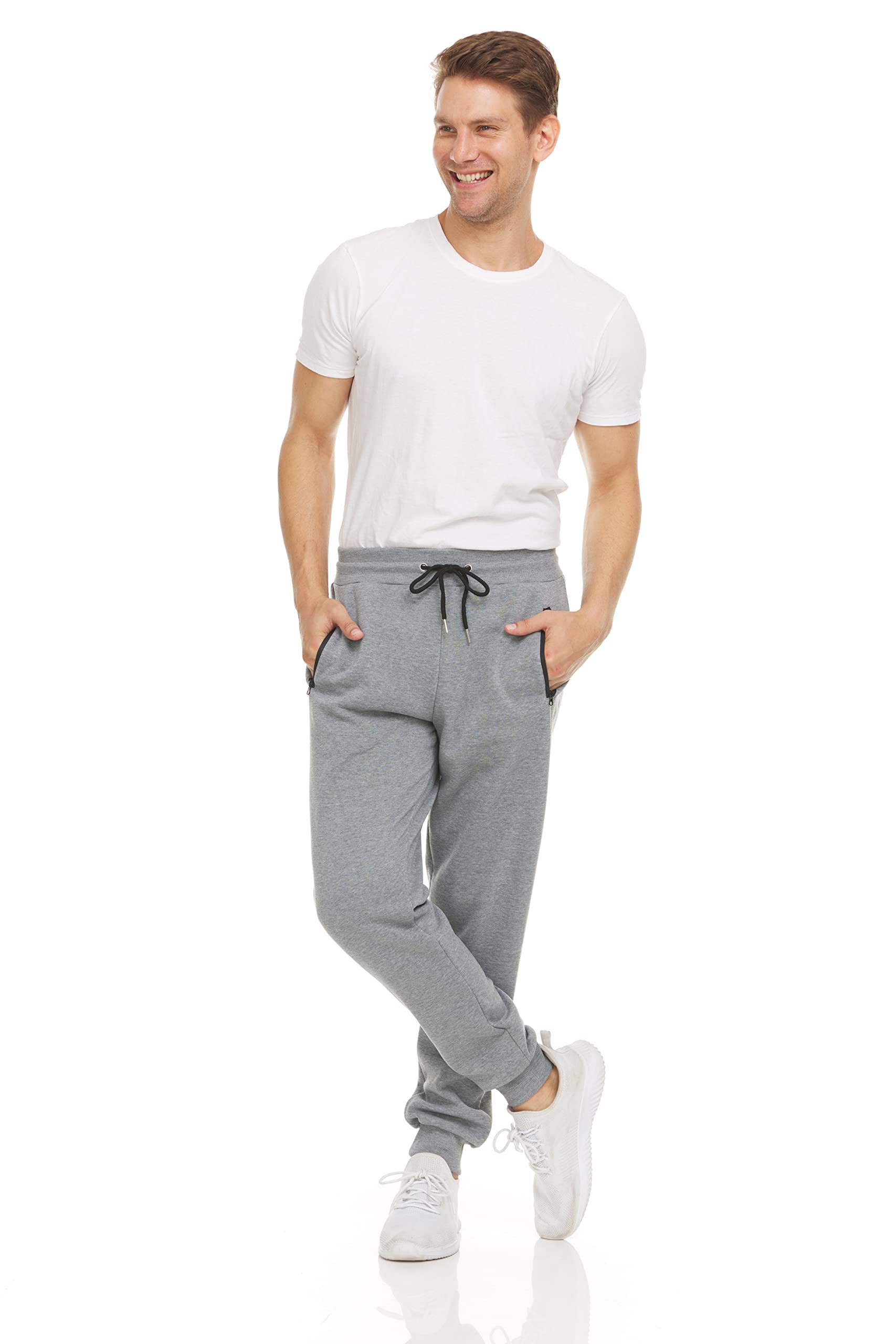 PURE CHAMP Mens 3 Pack Fleece Active Athletic Workout Jogger Sweatpants for Men with Zipper Pocket and Drawstring Size S-3XL(X-Large, Set 1)