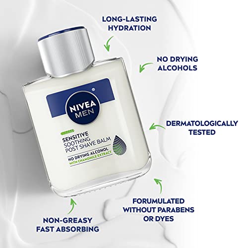 Nivea Men Sensitive Post Shave Balm with Vitamin E, Chamomile and Witch Hazel Extracts, 3 Pack of 3.3 Fl Oz Bottles