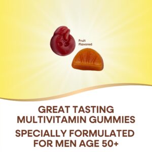 Nature's Way Alive! Men’s 50+ Daily Gummy Multivitamins, Supports Healthy Brain, Eyes, Heart*, B-Vitamins, Gluten-Free, Vegetarian, Fruit Flavored, 60 Gummies (Packaging May Vary)