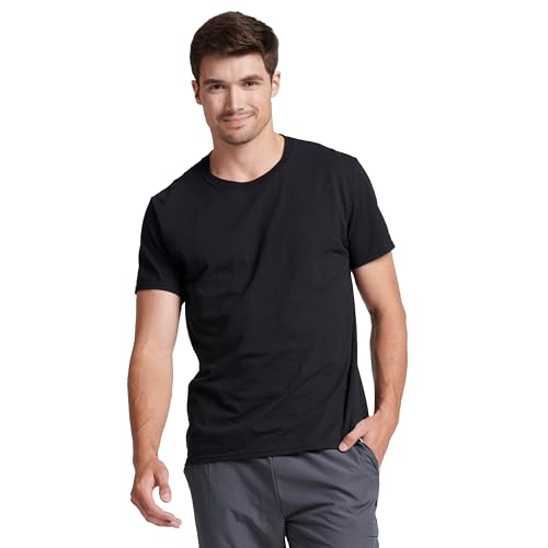 Russell Athletic Mens Dri-power Cotton Blend Short Sleeve Tees, Moisture Wicking, Odor Protection, Upf 30+, Sizes S-4x T-Shirt, Black, X-Large US