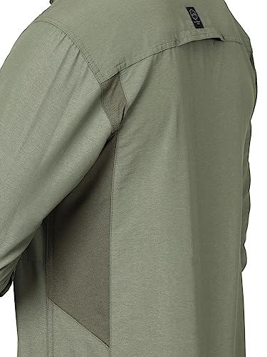 ATG by Wrangler Men's Long Sleeve Mixed Material Shirt, Dusty Olive, Medium