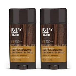 every man jack amber + sandalwood men’s deodorant - stay fresh with aluminum free deodorant for all skin types - odor crushing, long lasting, with naturally derived ingredients - 3oz (2 pack)