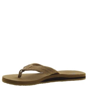 quiksilver men's carver suede 3 point flip flop athletic sandal, tan/solid, 12 m us