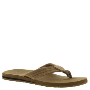 Quiksilver Men's Carver Suede 3 Point Flip Flop Athletic Sandal, Tan/Solid, 12 M US