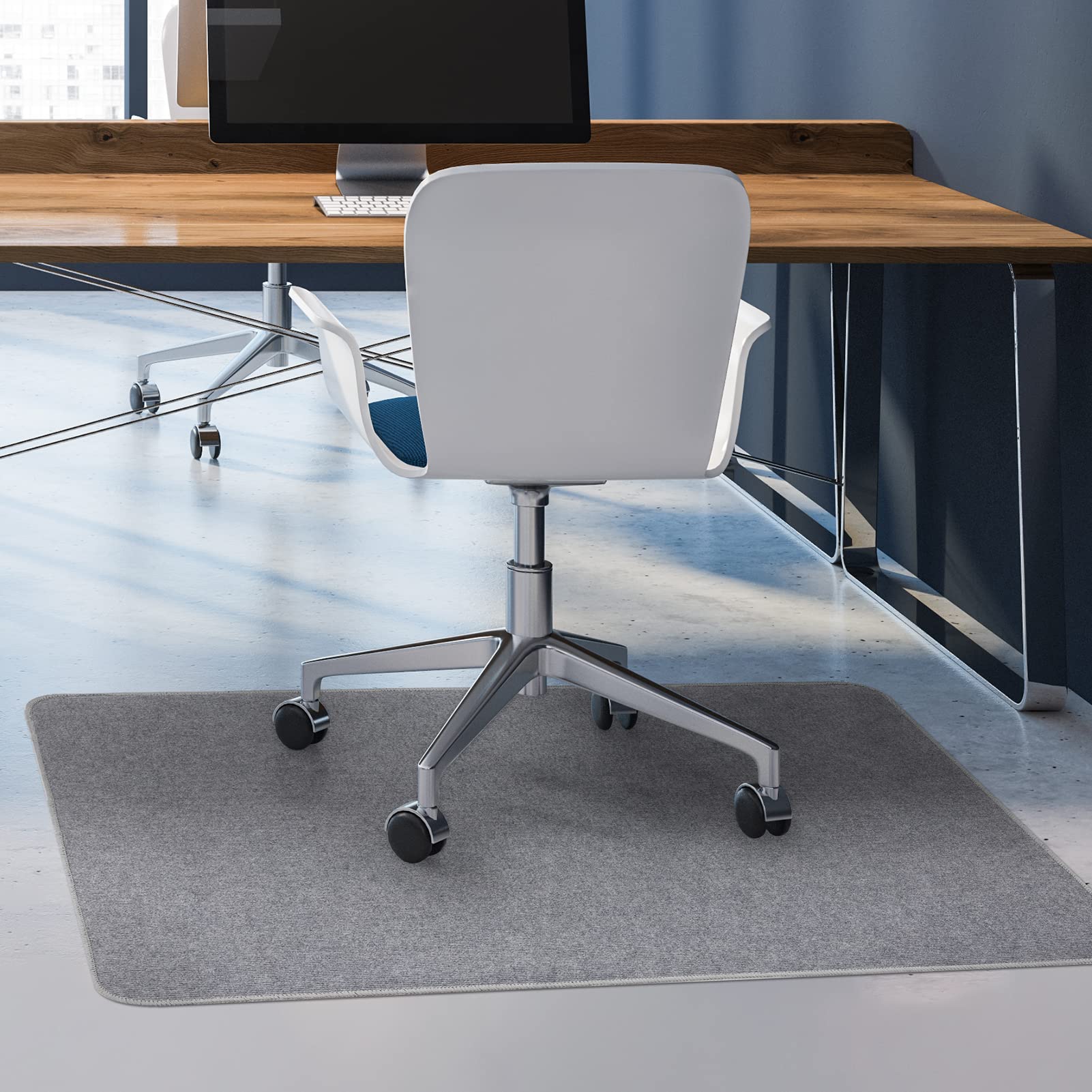 CELION Edging Office Chair Mat for Hardwood & Tile Floor, 55"x35" Computer Gaming Rolling Chair Mat, Under Desk Low-Pile Rug, Large Anti-Slip Floor Protector for Home Office (Light Grey, 55" x 35")