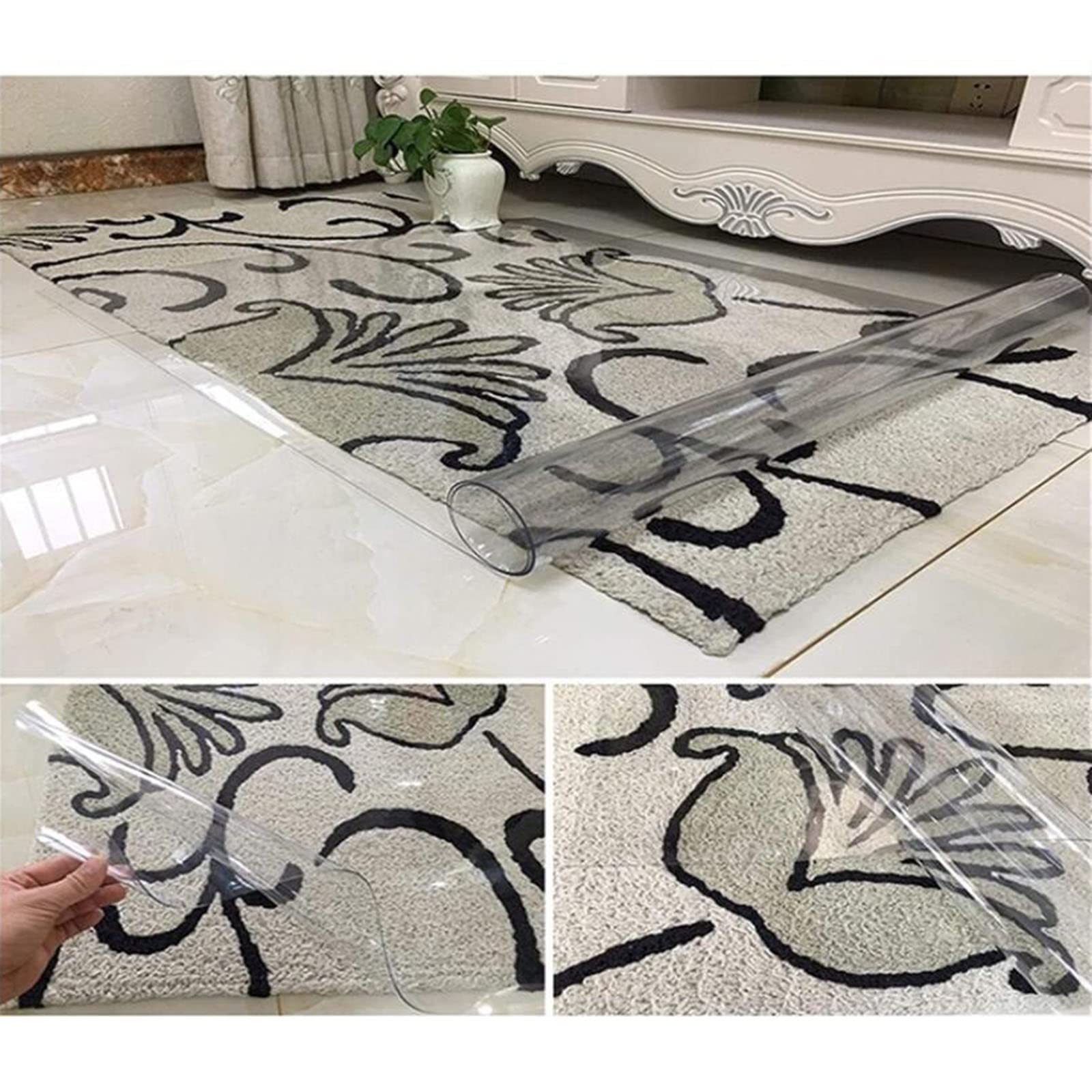 Clear PVC Desk Chair Mat PVC Carpet Protector for Hardwood Floors,100% Waterproof Vinyl Plastic Floor Mat,Can Be Cut for Hardwood Floor, Can Be Cut,75/95/115/135/155/165cm Wide for Office & Home (Col
