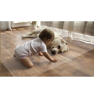 Clear PVC Desk Chair Mat 1.5mm Chair Mats with Non-Slip for Hard Floors Clear Carpet,Runner Rug Hardwood Cover Protector Clear Carpet, Wood Floor/Tile/Table Top Waterproof Rug Runner, 100-600cm length