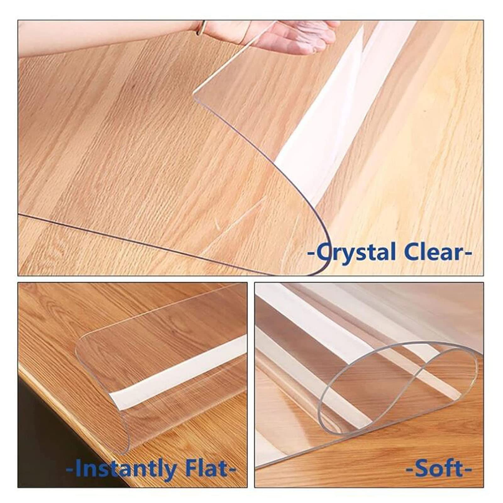 Clear PVC Desk Chair Mat Clear Rug Runners for Hallways,Carpet Protector for Hardwood Floors,Transparent Office Home Floor Protector mat Chairmats Non-Slip, wear-Resistant, 1mm Thick,75/95/115/135/155