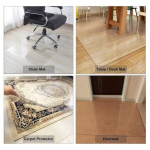 Clear PVC Desk Chair Mat 1.5mm Clear Rectangle PVC Chair Mat Protector for Hard Floor Carpet Protection, Non-Slip Floor Rug Pad, Clear Plastic PVC Runner Rug for Kitchen Dining Room,120/140/160cm wide