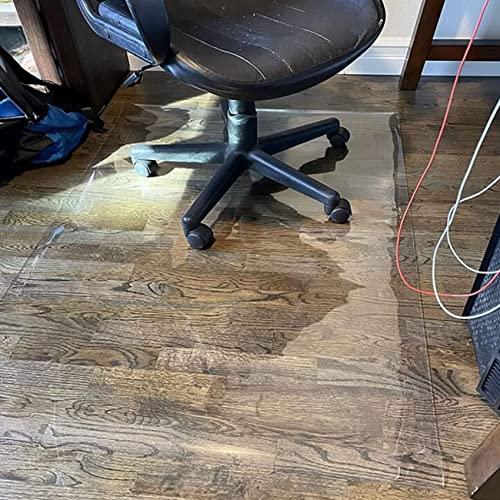 Clear PVC Desk Chair Mat 1.5/2mm PVC Non-Slip Transparent Rectangle Floor Protector,Carpet Protector for Hardwood Floors,100% Waterproof Vinyl Plastic Floor Mat,Can Be Cut,0.8/0.9/1/1.2/1.4/1.6m Wide