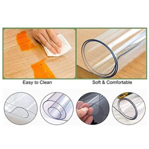 Clear PVC Desk Chair Mat Plastic Carpet Protector Roll,Clear Vinyl Plastic Floor Runner Protector, Non Skid Transparent Hallway Entrance Doormat Kitchen Low Pile Carpet Protector Pad, Waterproof,60/70