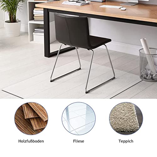 Clear PVC Desk Chair Mat 1mm Clear Vinyl Plastic Floor Runner Protector, Non Skid Transparent Hallway Entrance Doormat Kitchen Low Pile Carpet Protector Pad, Waterproof,50/80/90/100/120/140cm wide for