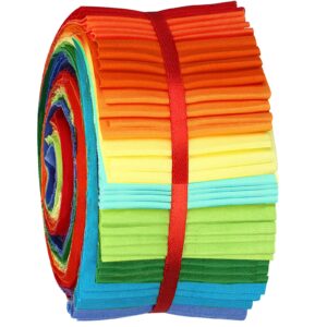 40 pcs roll up cotton fabric quilting strips, rainbow jelly cotton fabric patchwork roll, 2.55 inch patchwork craft cotton fabric, jelly fabric bundle for sewing diy crafts (sandbeach style)