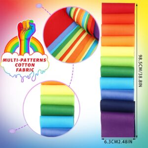 40 Pcs Roll Up Cotton Fabric Quilting Strips, Rainbow Jelly Cotton Fabric Patchwork Roll, 2.55 Inch Patchwork Craft Cotton Fabric, Jelly Fabric Bundle for Sewing DIY Crafts (Sandbeach Style)