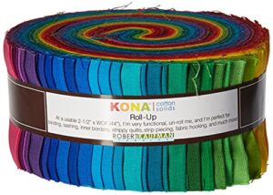 robert kaufman 2-1/2in strips roll up kona cotton solids classic palette, assorted, 41pcs