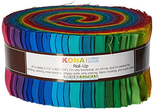 Robert Kaufman 2-1/2in Strips Roll Up Kona Cotton Solids Classic Palette, Assorted, 41Pcs