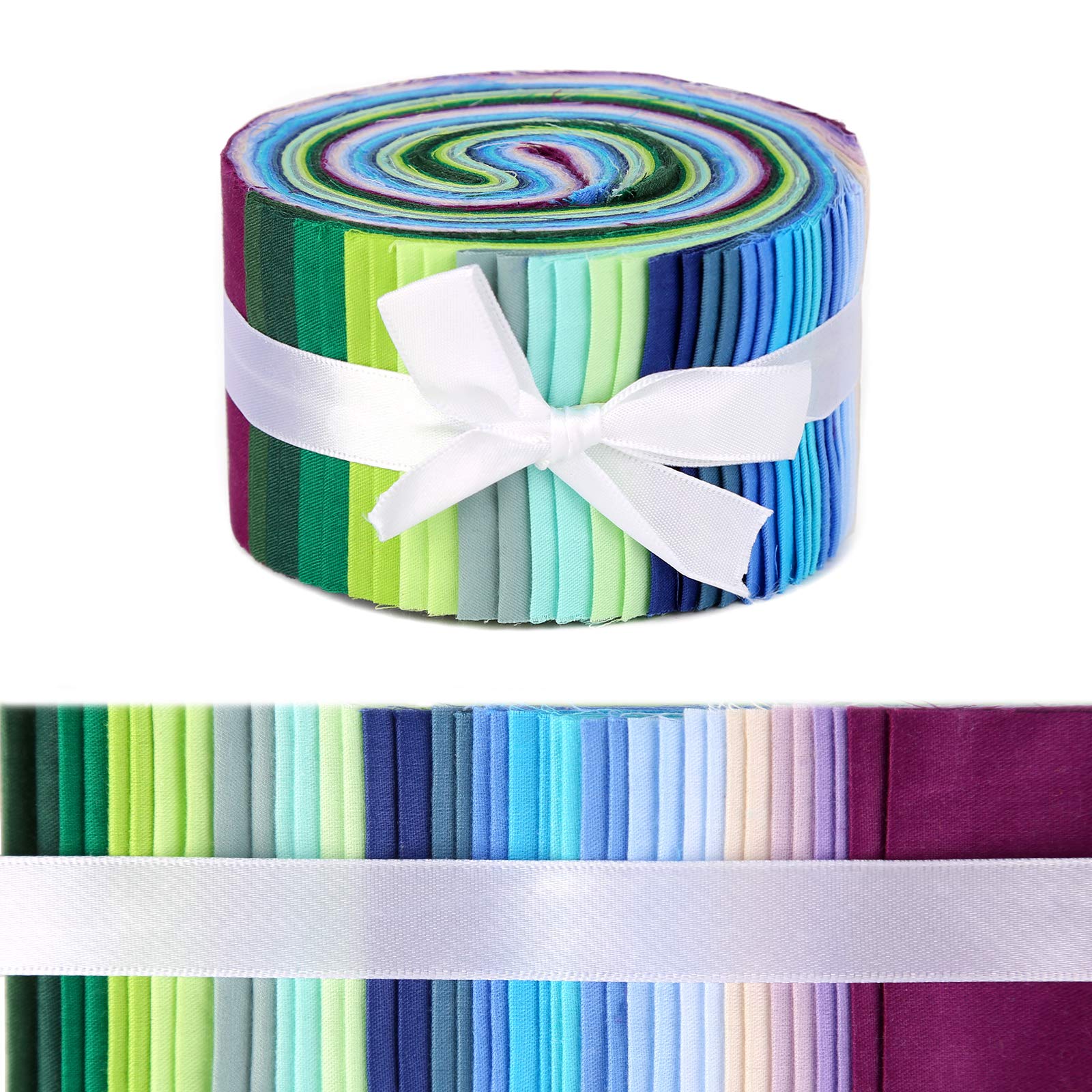 40Pcs Roll Up Cotton Fabric Quilting Strips, Jelly Roll Fabric, Cotton Craft Fabric Bundle, Patchwork Craft Cotton Quilting Fabric, Cotton Fabric, Quilting Fabric with Different Patterns for Crafts