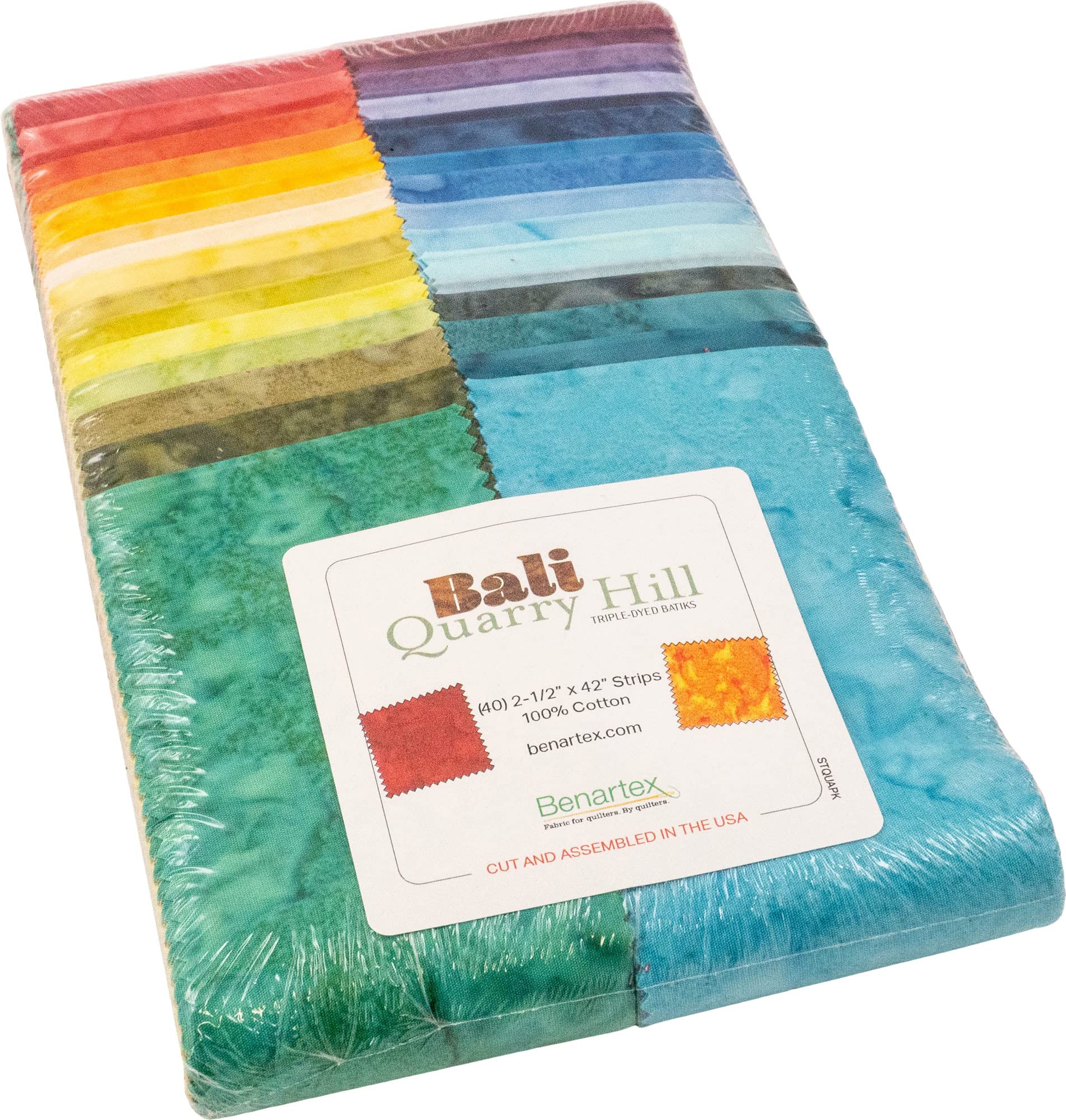 Bali Batik Quarry Hill Strip-Pies 40 2.5-inch Strips Jelly Roll Benartex, Assorted Color, STQUAPK