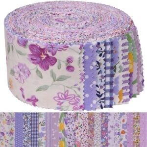 nodsaw 40 strip jelly roll fabric 2.5" x 44" | cotton strips bundles - jelly rolls for quilting assortment fabrics quilters & sewing - precuts cloth quilts strips - purple garden