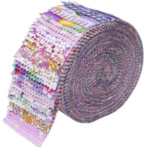 Nodsaw 40 Strip Jelly Roll Fabric 2.5" x 44" | Cotton Strips Bundles - Jelly Rolls for Quilting Assortment Fabrics Quilters & Sewing - Precuts Cloth Quilts Strips - Purple Garden