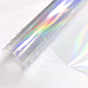 iridescent clear film laser mirror rainbow transparent pvc waterproof vinyl material for bows jewlery bags making diy crafts (holographic-b)