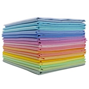 iNee Precut Solid Color Quilting Fabric Bundle Fat Quarters (Soft Rainbow)
