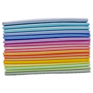iNee Precut Solid Color Quilting Fabric Bundle Fat Quarters (Soft Rainbow)