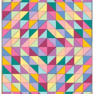 Connecting Threads Beginner Lap Throw Quilt Kit (40.5" x 56.5") - Half-Square Triangle Fun (Rainbow)