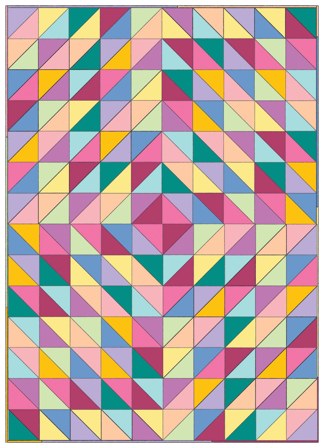 Connecting Threads Beginner Lap Throw Quilt Kit (40.5" x 56.5") - Half-Square Triangle Fun (Rainbow)