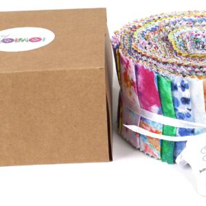 Soimoi 40Pcs Tie Dye Print Cotton Precut Fabrics for Quilting Craft Strips 2.5x42inches Jelly Roll - Multicolor