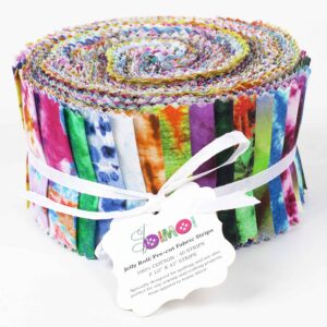 Soimoi 40Pcs Tie Dye Print Cotton Precut Fabrics for Quilting Craft Strips 2.5x42inches Jelly Roll - Multicolor