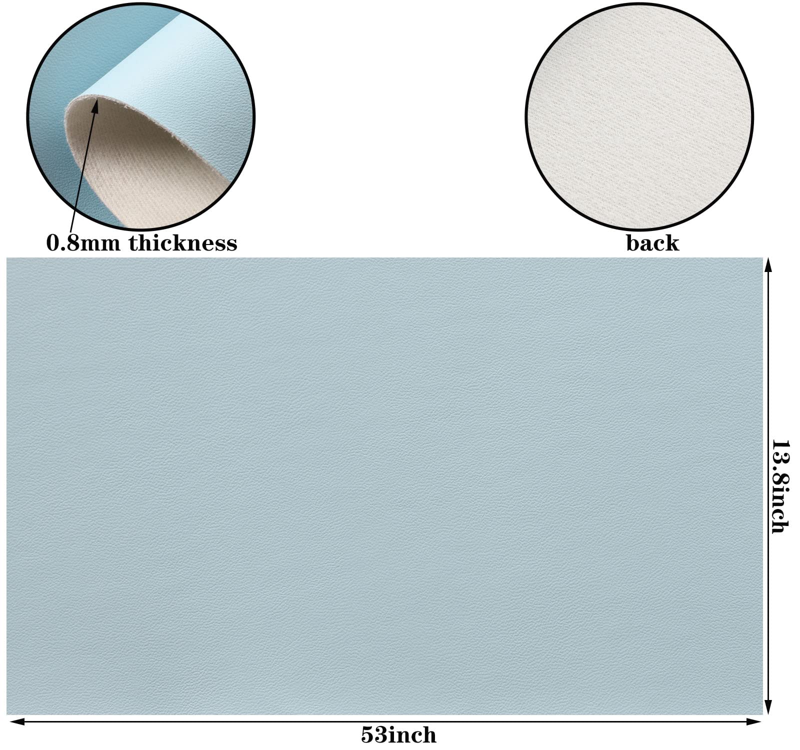 Picheng Smooth Solid Color Faux Leather Sheets 13.8"X53"(35cmX135cm),Soft Faux Leather Roll Very Suitable for Making Crafts,Leather Earrings, Bows,Sewing DIY Projects (Light Blue)