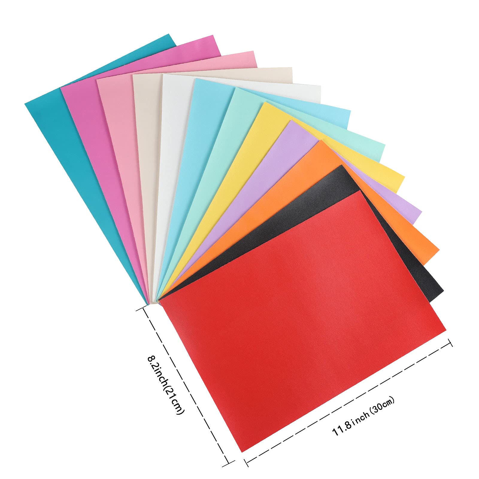 Picheng Solid Faux Leather Sheets: Macaron Jelly Candy Assorted Leather Sheets 12pcs/Set 8.2" x 11.8" Faux Leather Fabric Plain Texture Leather PU Bundle for Earring Bows Crafts (Pastel Colors)