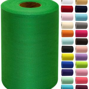 Emerald Green Tulle Fabric Rolls 6 Inch by 100 Yards (300 feet) Fabric Spool Tulle Ribbon for DIY Emerald Green Tutu Bow Baby Shower Birthday Party Wedding Decorations Christmas Craft Supplies