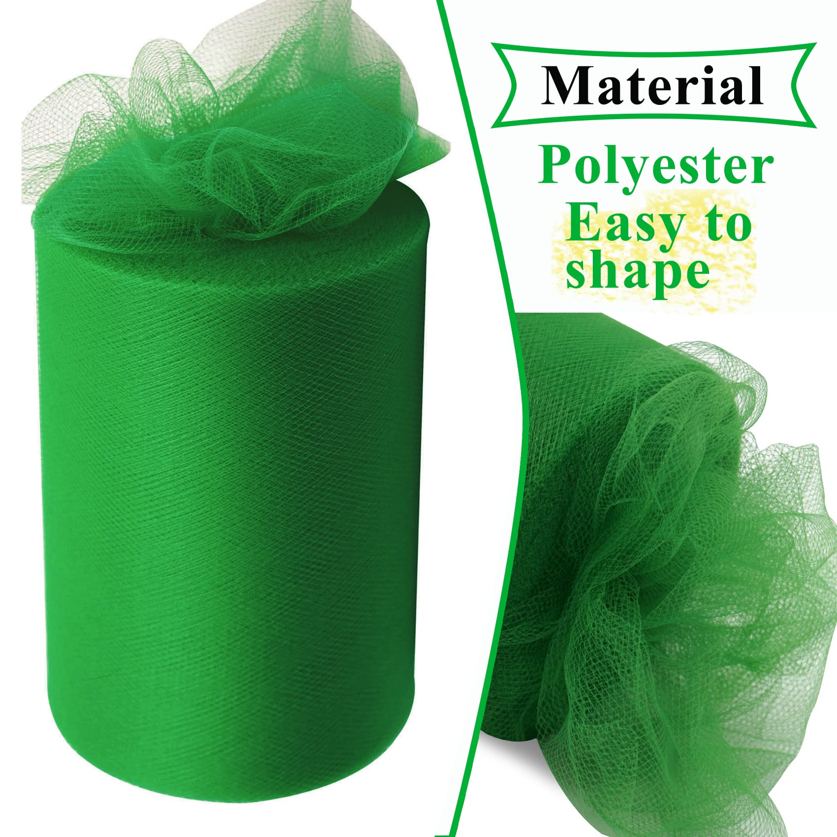 Emerald Green Tulle Fabric Rolls 6 Inch by 100 Yards (300 feet) Fabric Spool Tulle Ribbon for DIY Emerald Green Tutu Bow Baby Shower Birthday Party Wedding Decorations Christmas Craft Supplies